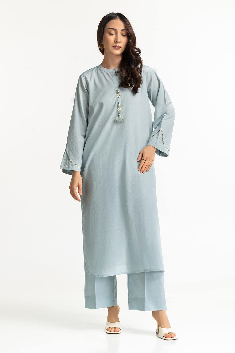 Lurex Jacquard Embellished Shirt And Trouser