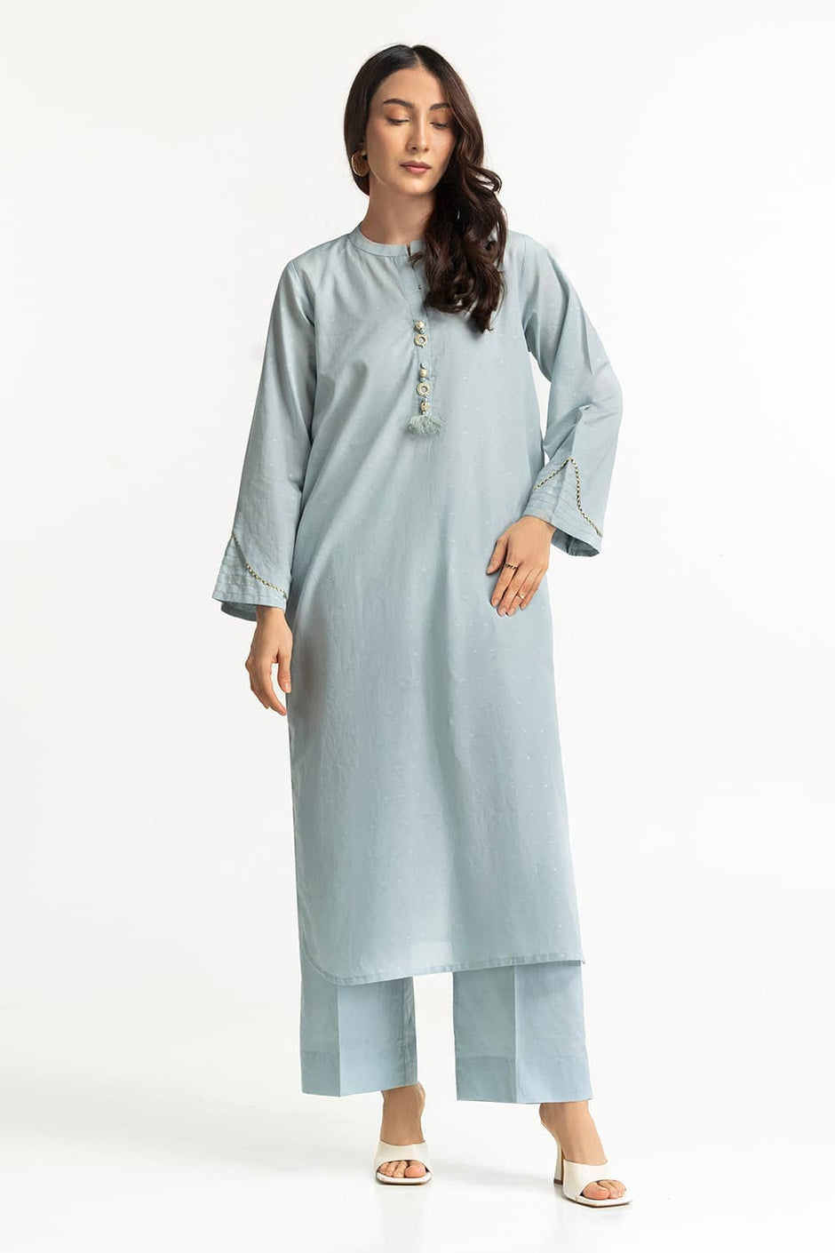 Lurex Jacquard Embellished Shirt And Trouser
