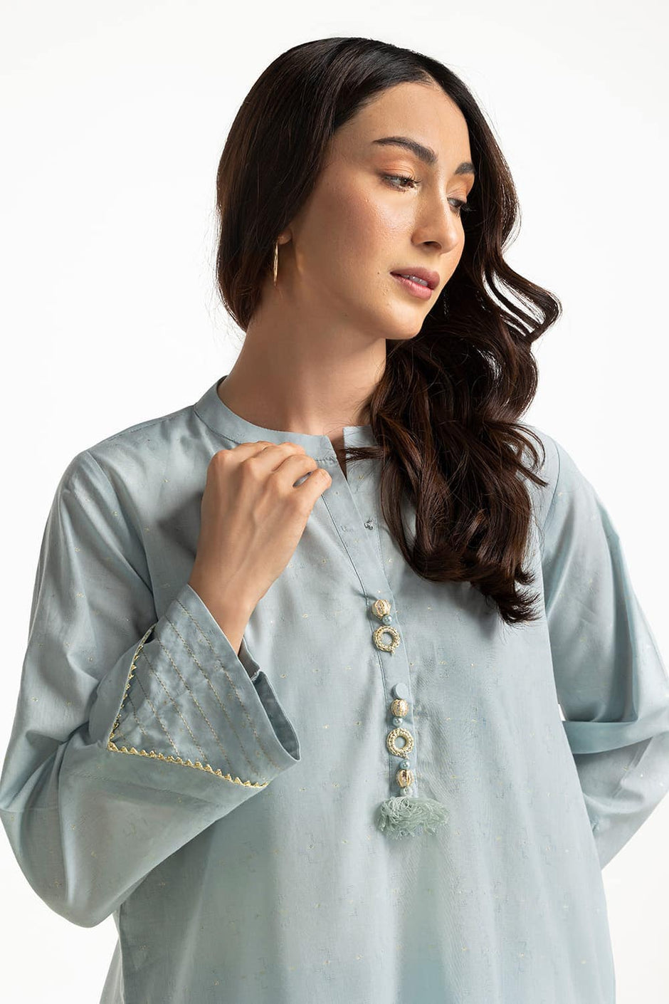 Lurex Jacquard Embellished Shirt And Trouser