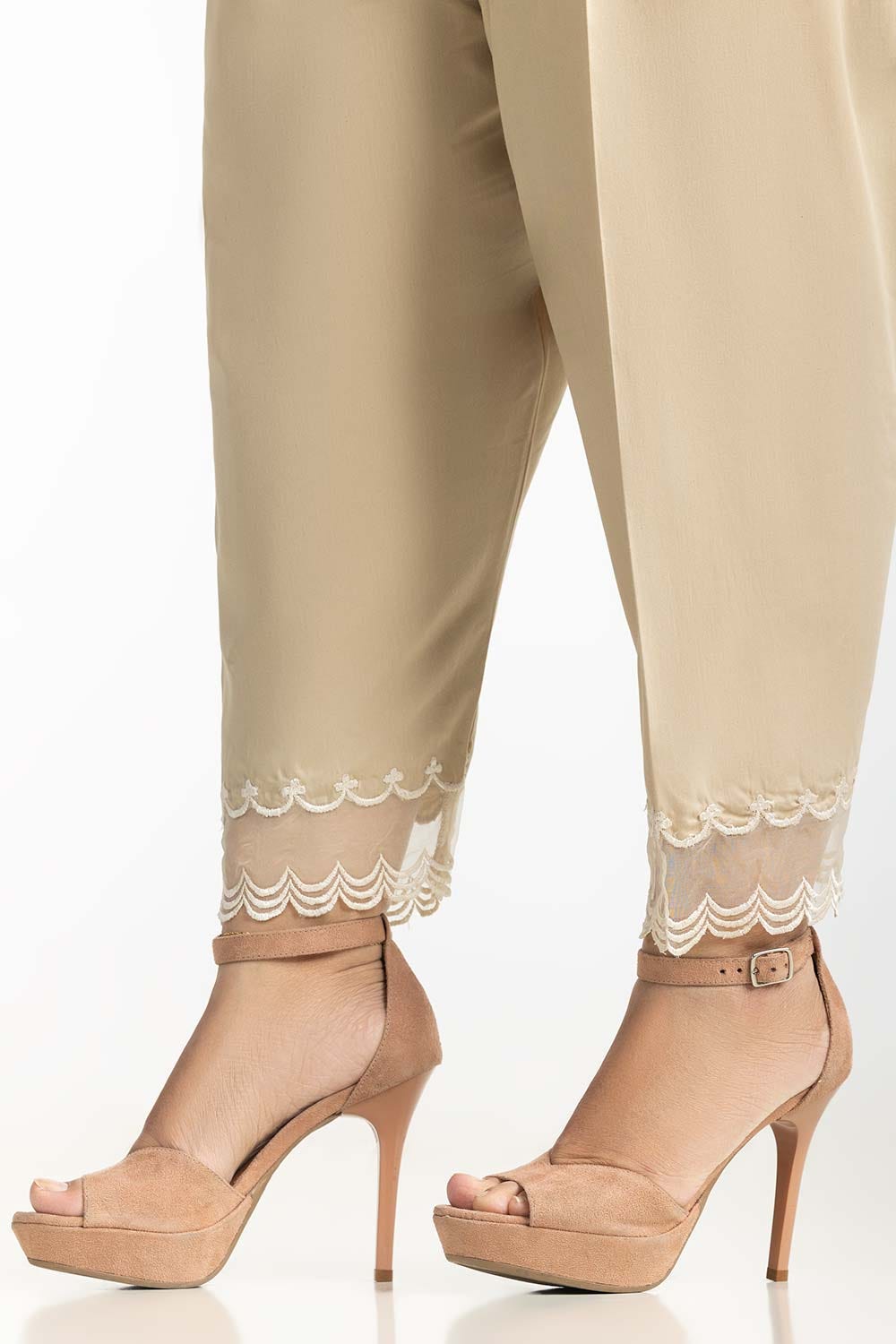 Beige Cambric Embroidered Shalwar KTR-43102