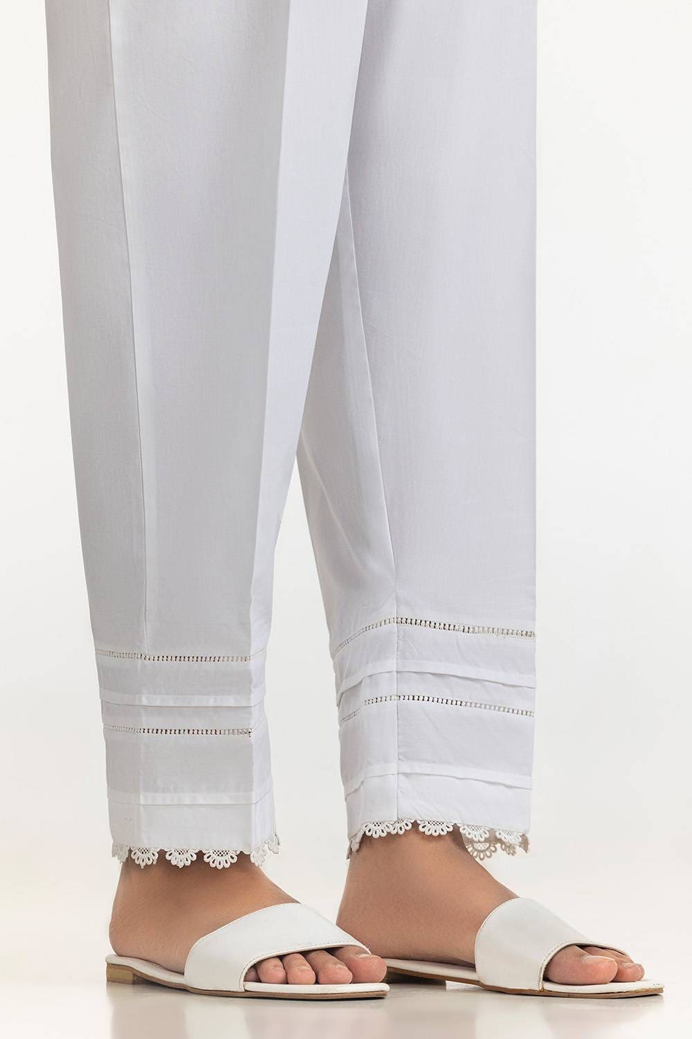 White Cambric Embellished Trouser