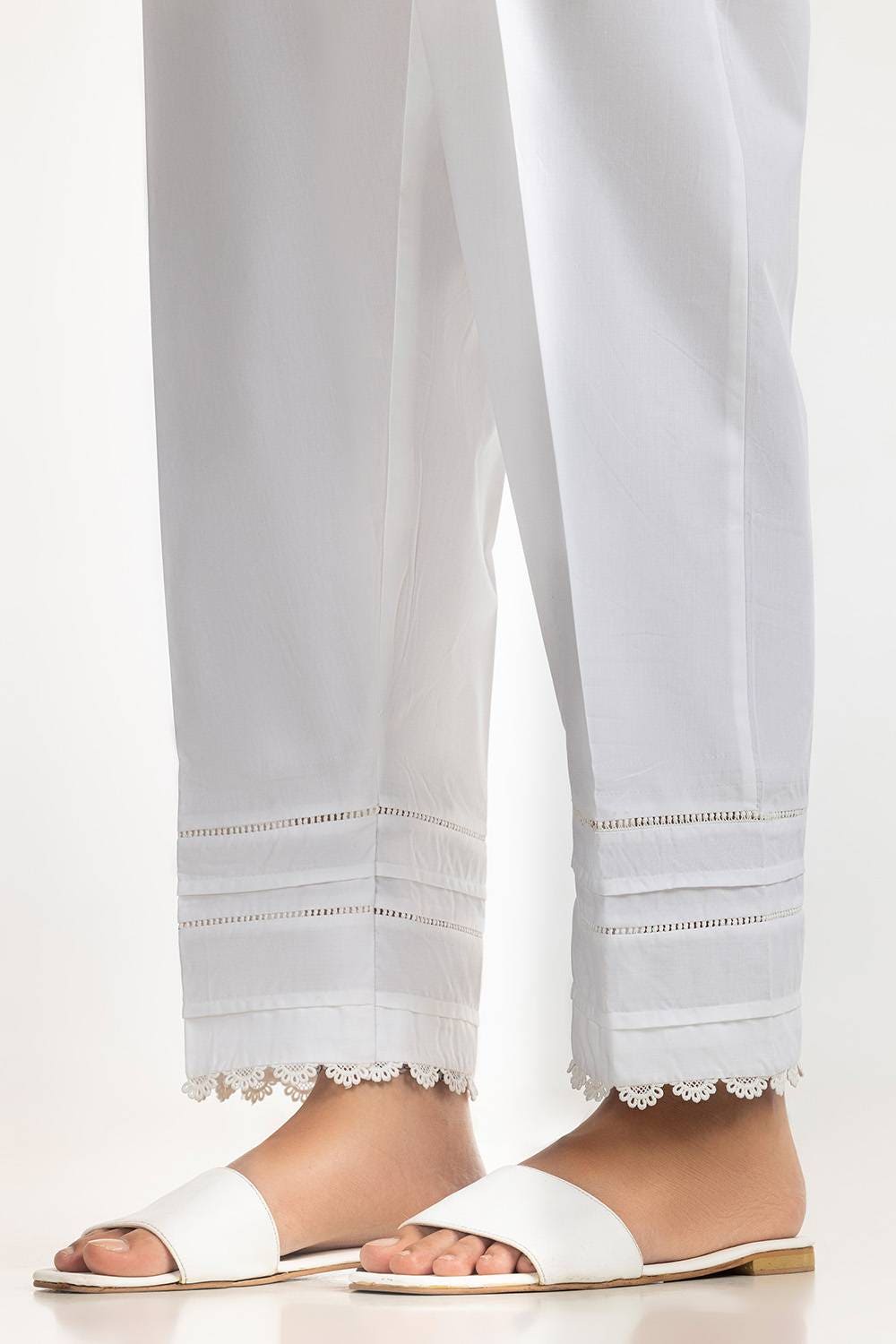 White Cambric Embellished Trouser