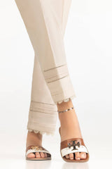 Beige Cambric Embellished Trouser KTR-43105-B