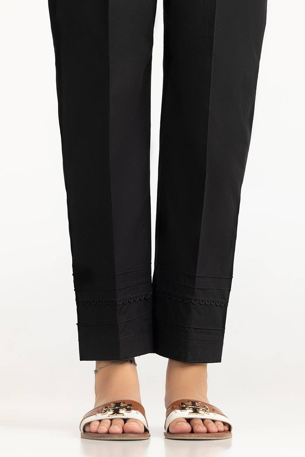 Black Cambric Embellished Trouser KTR-43106-A