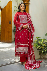 3 Piece Unstitched Embroidered Lacquer Printed Paper Cotton Suit with Lacquer Printed Paper Cotton Dupatta SP-52013
