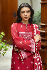 3 Piece Unstitched Embroidered Lacquer Printed Paper Cotton Suit with Lacquer Printed Paper Cotton Dupatta SP-52013