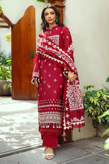 3 Piece Unstitched Embroidered Lacquer Printed Paper Cotton Suit with Lacquer Printed Paper Cotton Dupatta SP-52013
