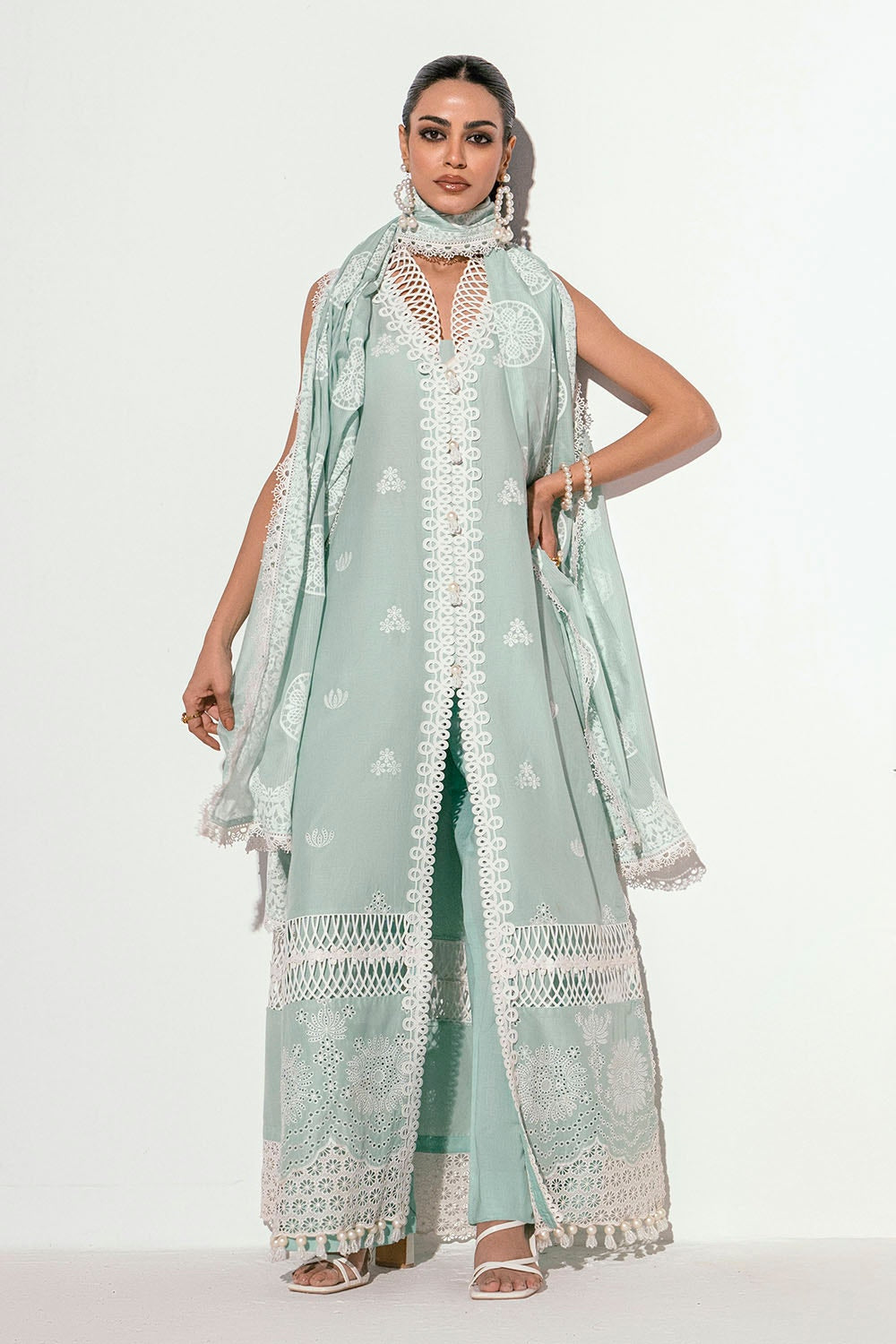 3 Piece Unstitched Embroidered Printed Denting Lawn Suit DN-52023