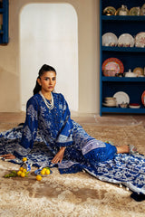 3 Piece Unstitched Embroidered Swiss Voile Suit with Lacquer Printed Chiffon Dupatta LSV-52001