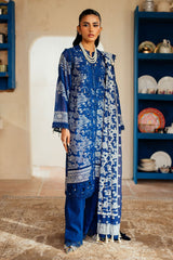 3 Piece Unstitched Embroidered Swiss Voile Suit with Lacquer Printed Chiffon Dupatta LSV-52001