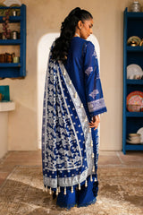 3 Piece Unstitched Embroidered Swiss Voile Suit with Lacquer Printed Chiffon Dupatta LSV-52001