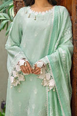 3 Piece Unstitched Embroidered Lawn Suit with Lacquer Printed Cotton Net Dupatta SP-52052