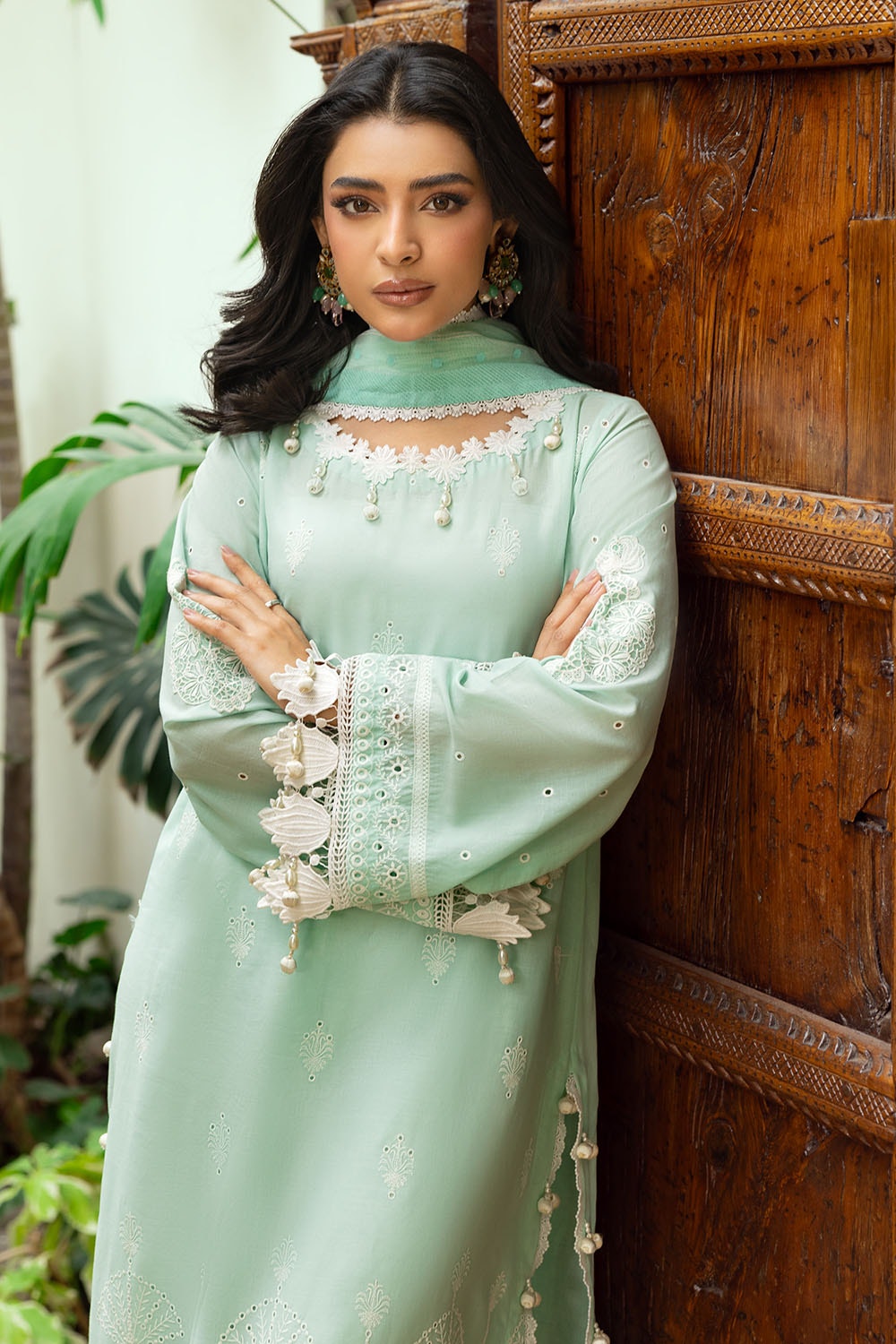 3 Piece Unstitched Embroidered Lawn Suit with Lacquer Printed Cotton Net Dupatta SP-52052