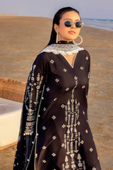 3 Piece Unstitched Embroidered Lawn Suit with Lacquer Printed Denting Lawn Dupatta DN-52017