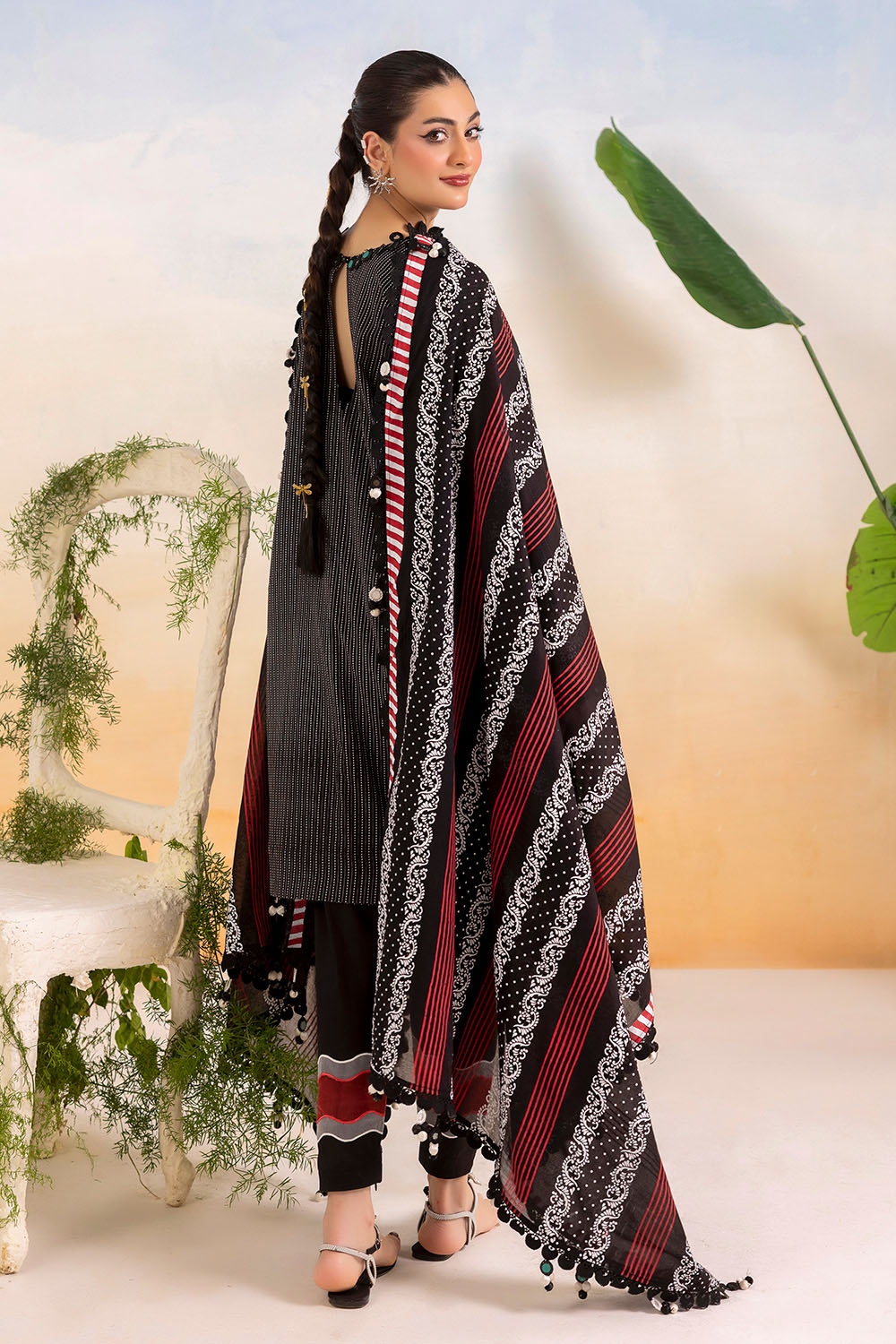 3 Piece Unstitched Embroidered Lacquer Printed Lawn Suit with Lacquer Printed Lawn Dupatta CL-52392