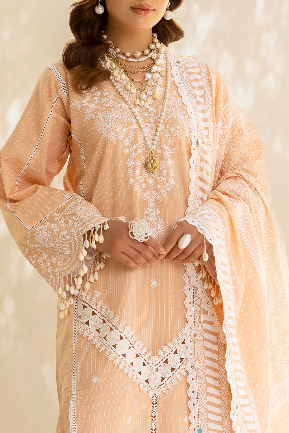 3 Piece Unstitched Embroidered Lacquer Printed Lawn Suit with Lacquer Printed Lawn Dupatta CL-52345
