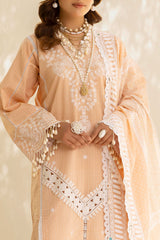 3 Piece Unstitched Embroidered Lacquer Printed Lawn Suit with Lacquer Printed Lawn Dupatta CL-52345