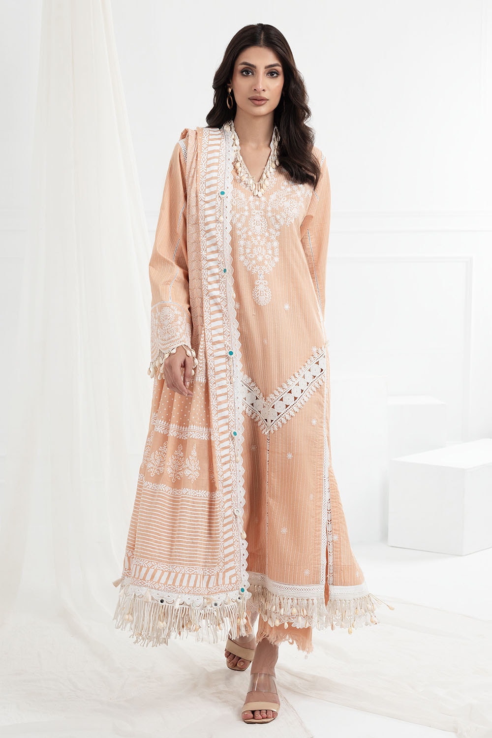 3 Piece Unstitched Embroidered Lacquer Printed Lawn Suit with Lacquer Printed Lawn Dupatta CL-52345