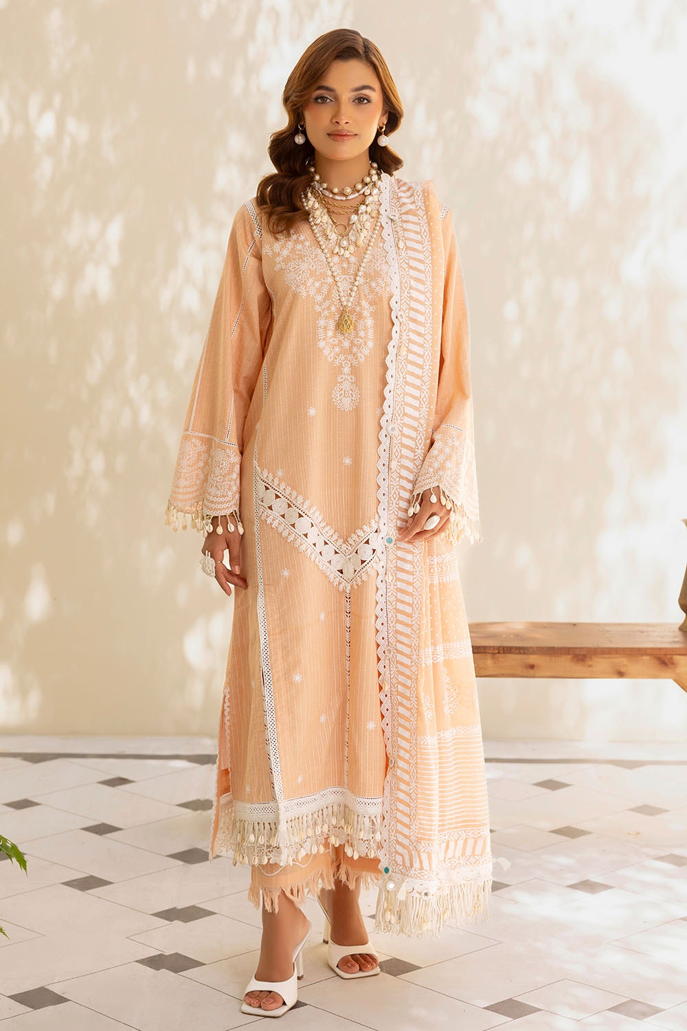 3 Piece Unstitched Embroidered Lacquer Printed Lawn Suit with Lacquer Printed Lawn Dupatta CL-52345