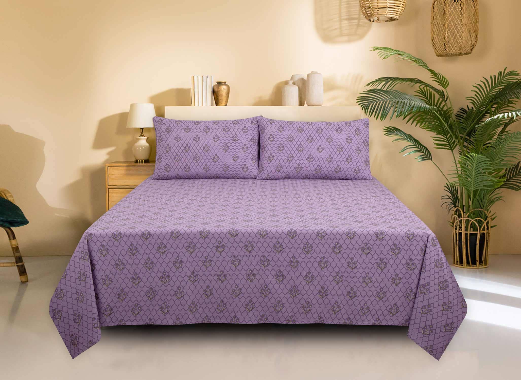 Lavender Bloom T-150 Bed Sheet Set