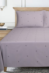 Lavender Dyed Embroidered T-150 Bed Sheet Set