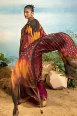 3 Piece Unstitched Printed Embroidered Lawn Suit with Printed Chiffon Dupatta MFL-42011