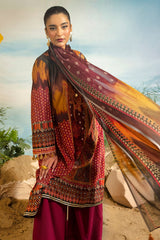 3 Piece Unstitched Printed Embroidered Lawn Suit with Printed Chiffon Dupatta MFL-42011