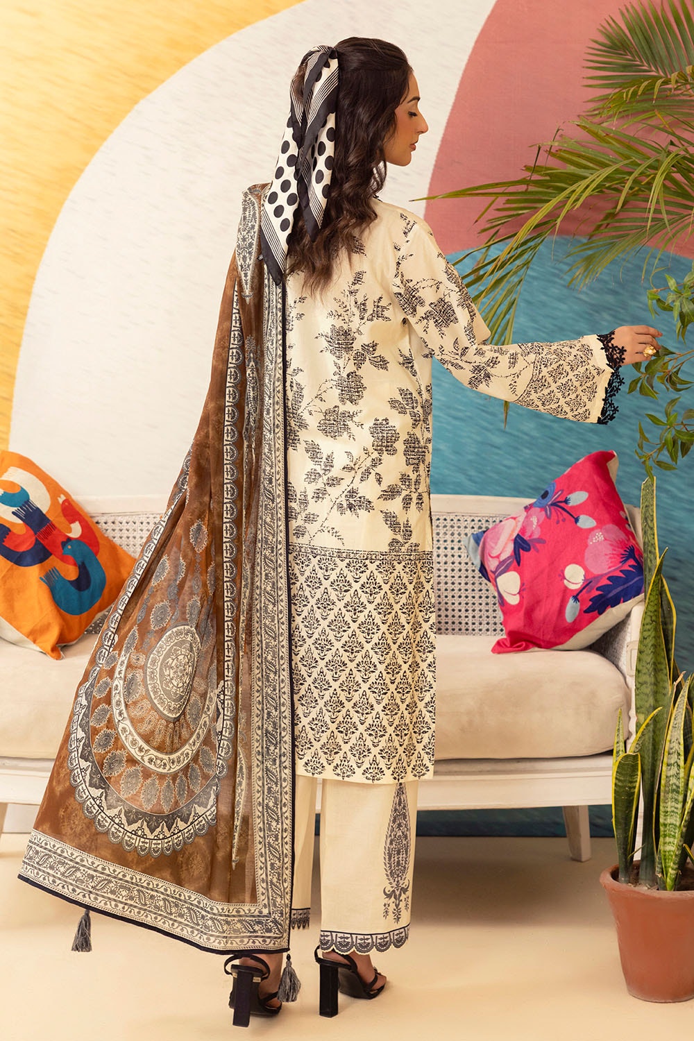 3 Piece Unstitched Printed Embroidered Lawn Suit ML-42021