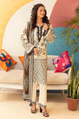 3 Piece Unstitched Printed Embroidered Lawn Suit ML-42021