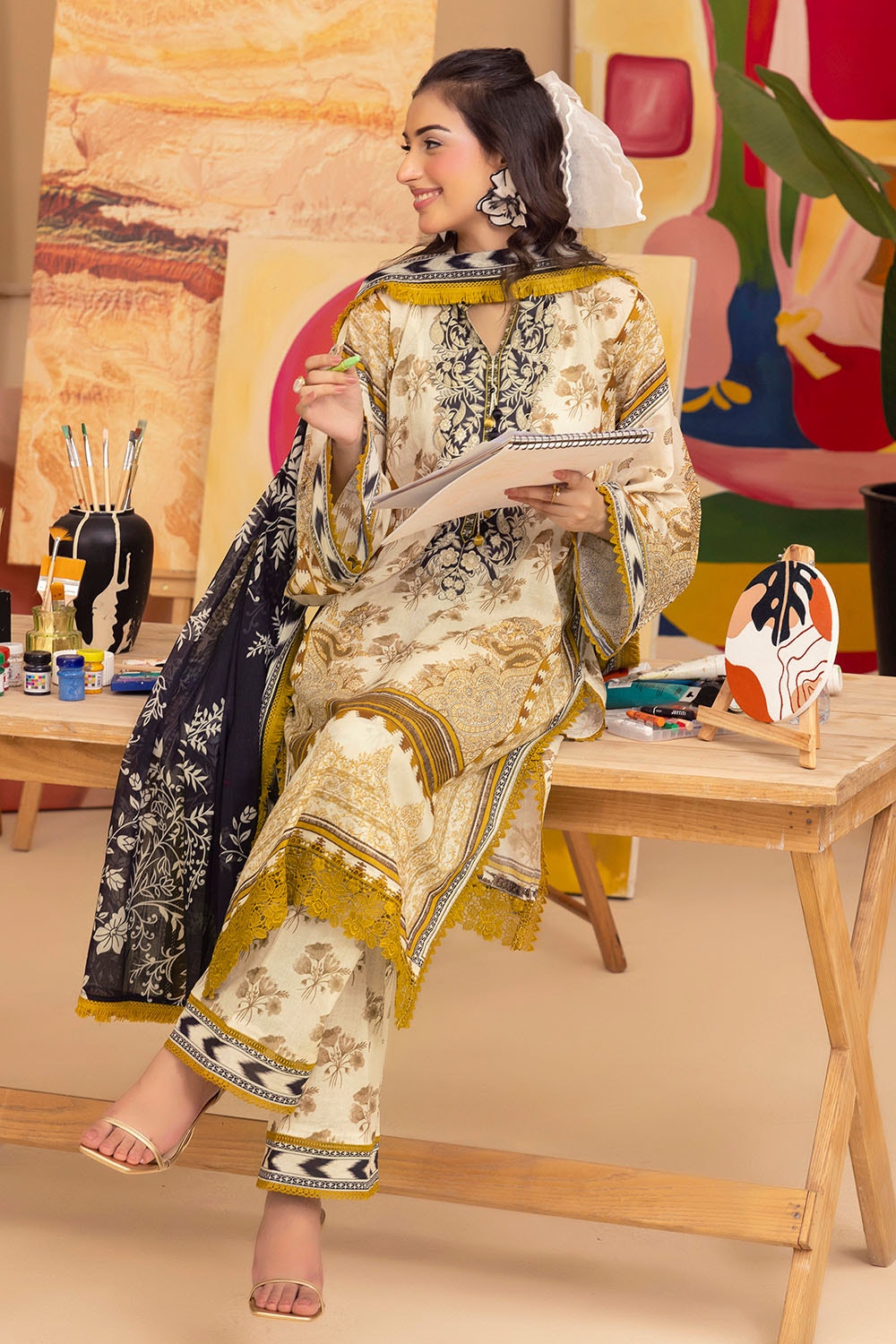 3 Piece Unstitched Printed Lawn Suit ML-52007