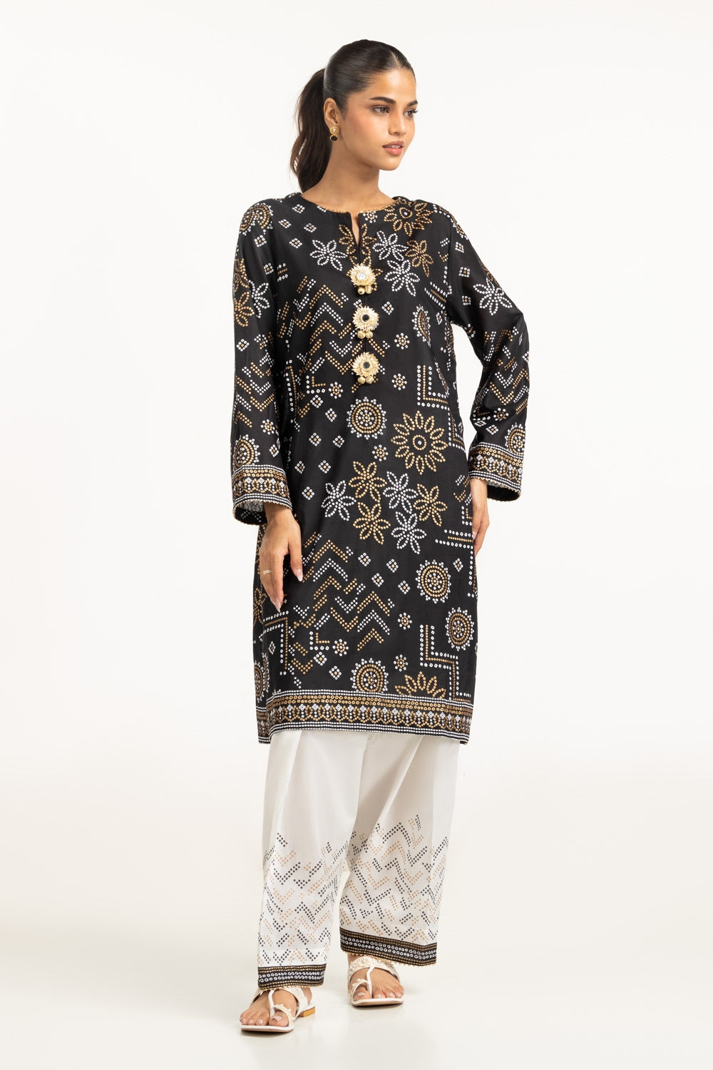 Lawn Gold And Lacquer Printed Shirt And Shalwar