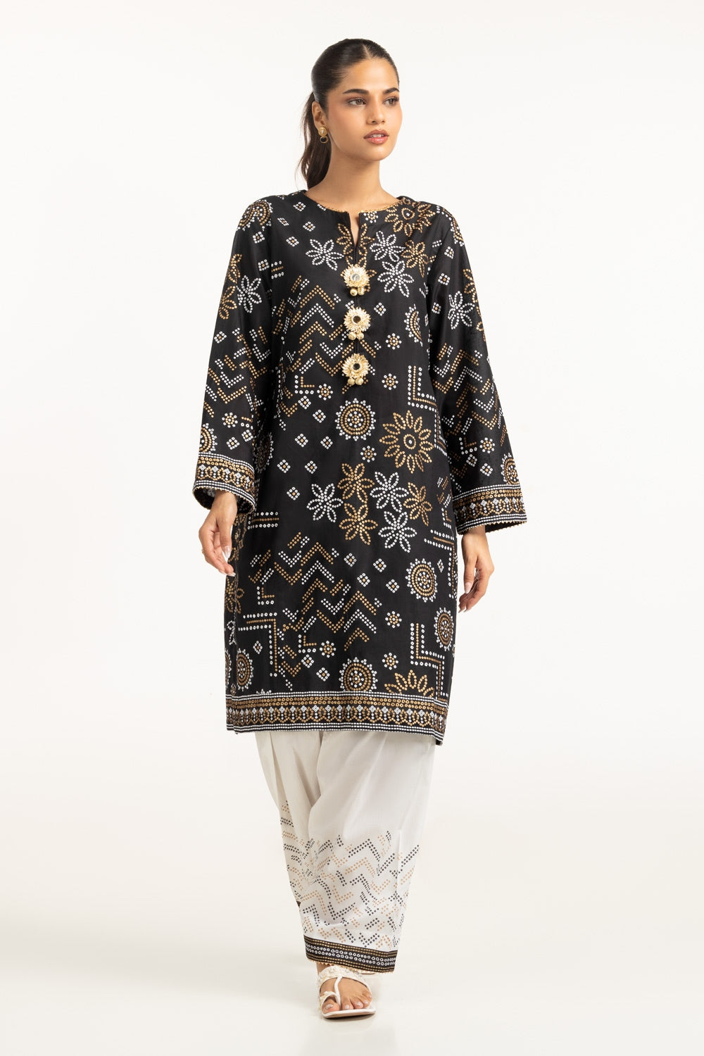 Lawn Gold And Lacquer Printed Shirt And Shalwar