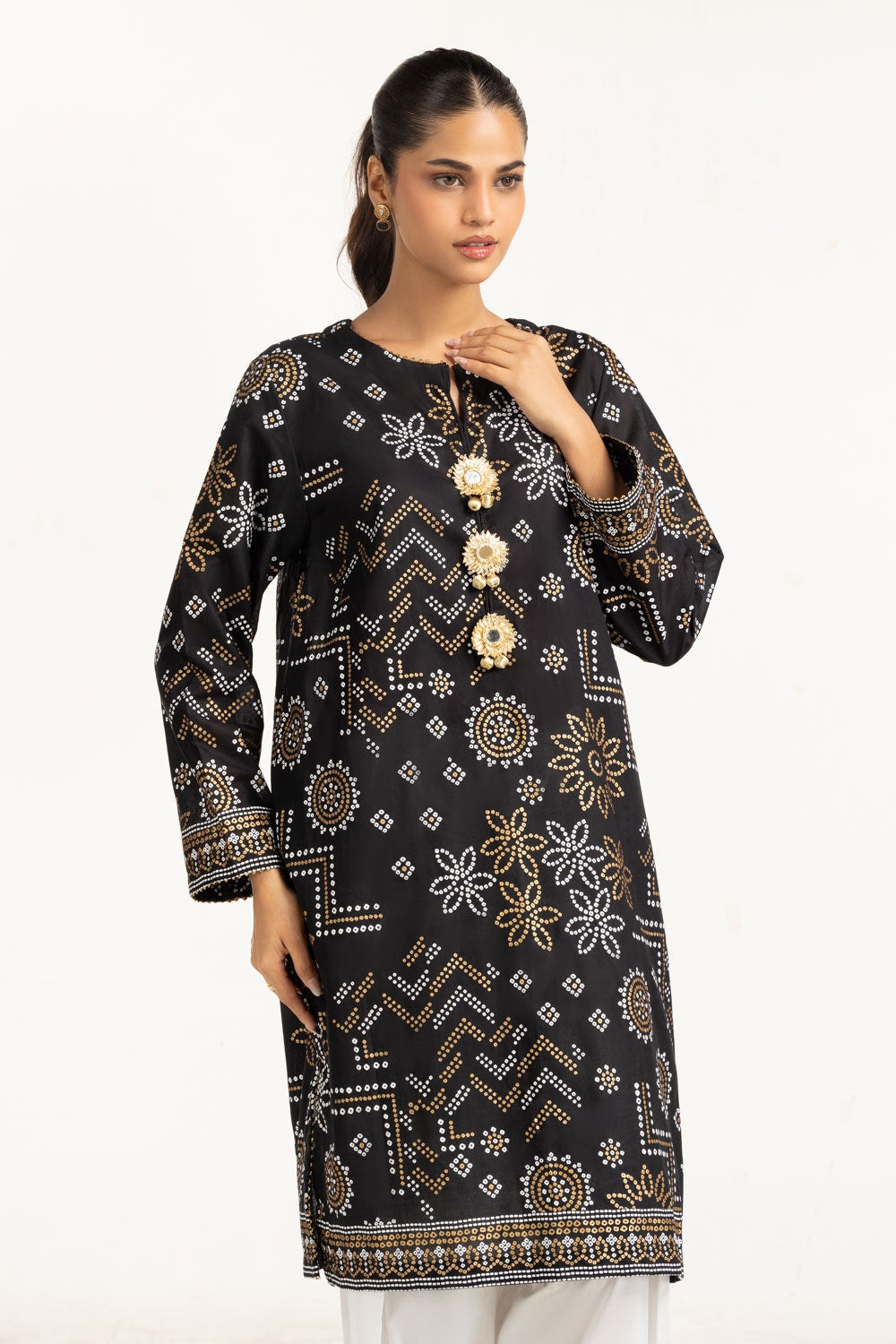Lawn Gold And Lacquer Printed Shirt And Shalwar