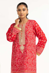 Lawn Gold Printed Shirt And Shalwar With Embroidered  IUSTTS-716
