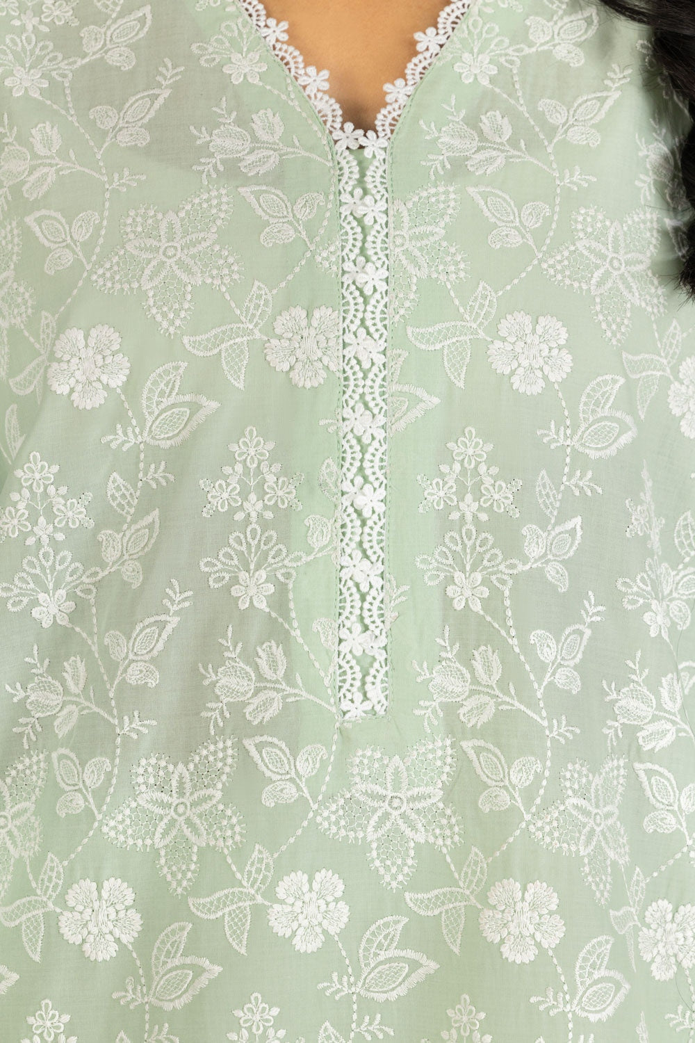 Lawn Schiffli Embroidered Shirt And Dyed Trouser IUSTTS-637