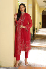 3 Piece Embroidered Chiffon Unstitched Suit with Embroidered Chiffon Dupatta and Inner LE-42019