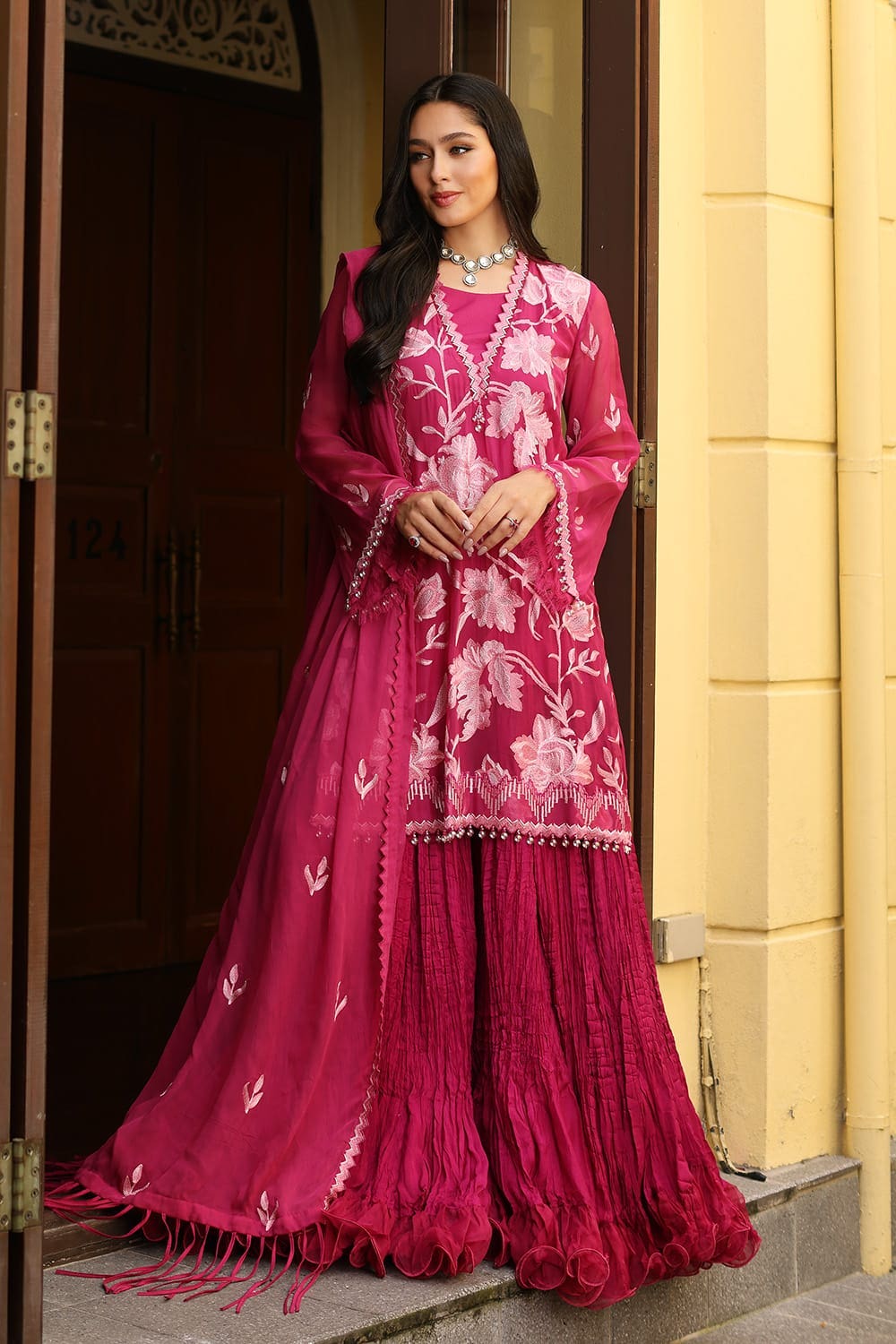 3 Piece Embroidered Chiffon Unstitched Suit with Embroidered Chiffon Dupatta and Inner