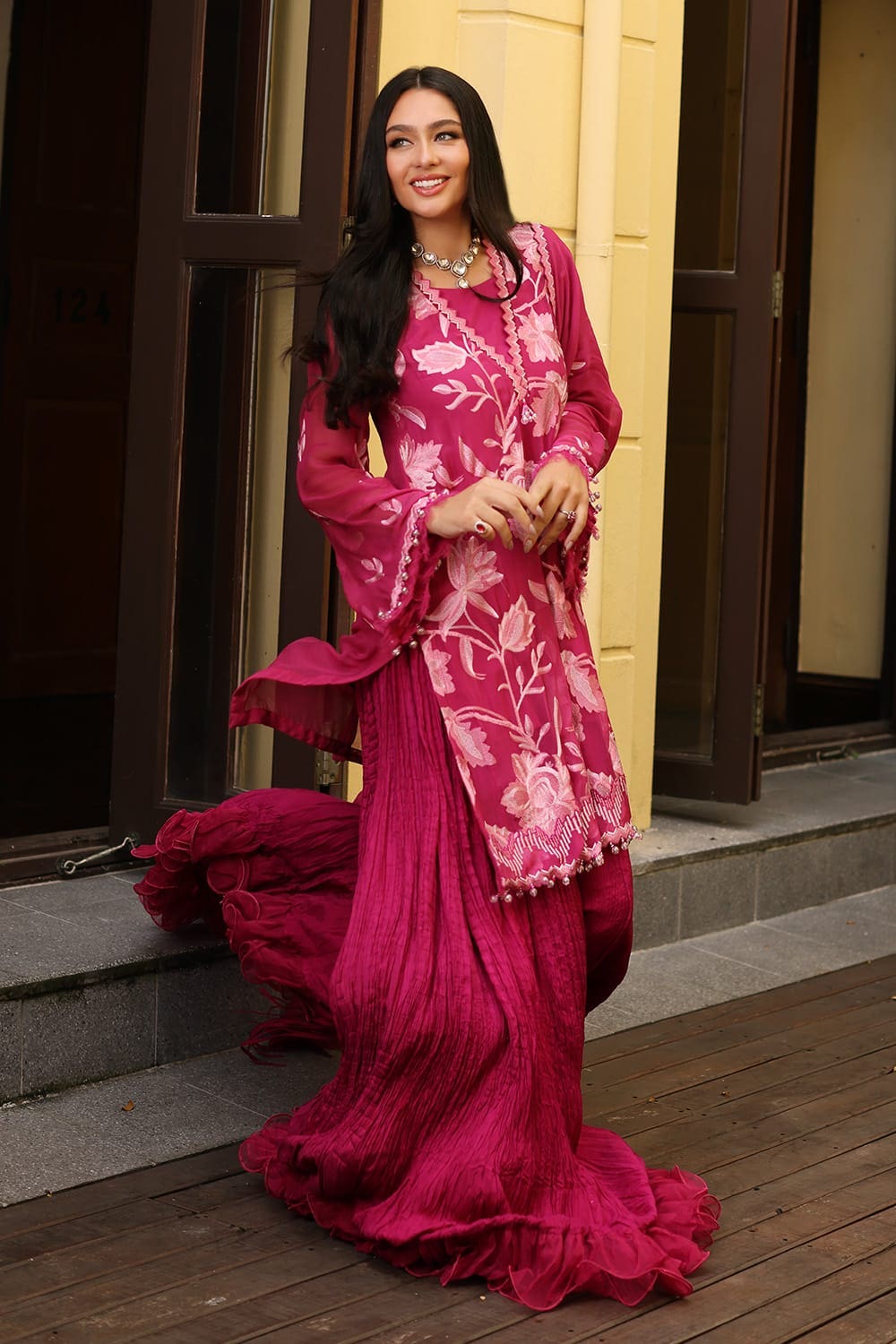 3 Piece Embroidered Chiffon Unstitched Suit with Embroidered Chiffon Dupatta and Inner