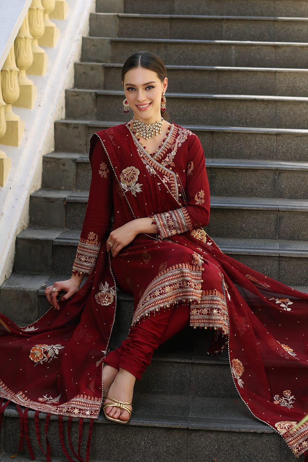 3 Piece Embroidered Jacquard Unstitched Suit with Embroidered Cotton Net Dupatta