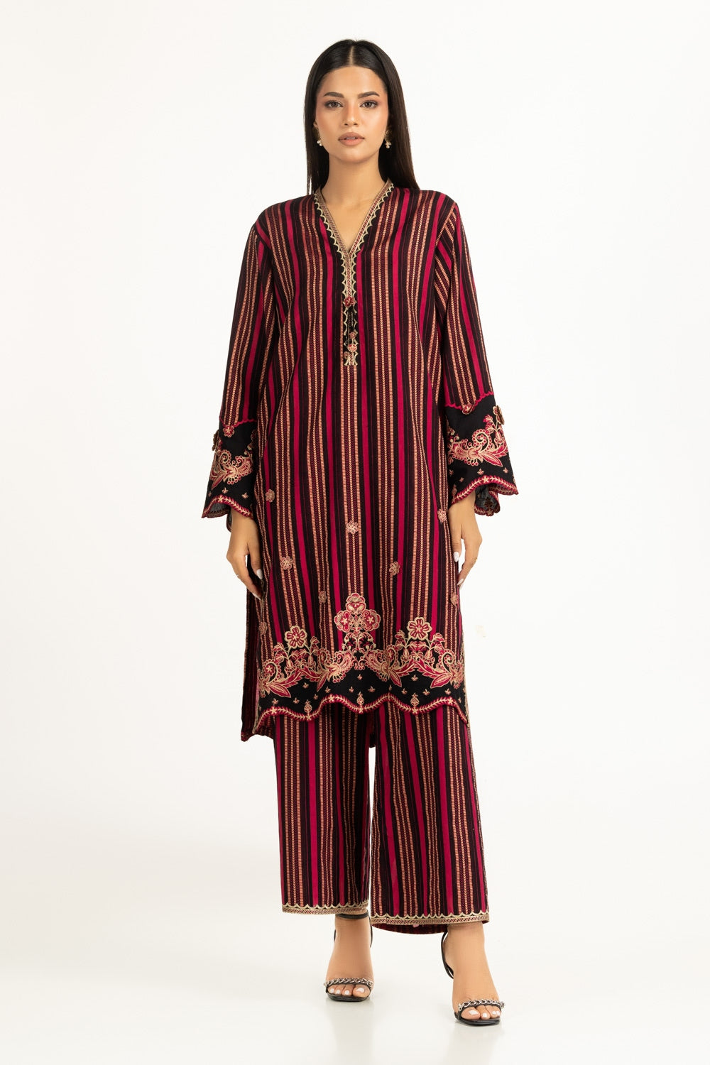 Leno Karha Lurex Embroidered Shirt And Trouser IPST-44384s