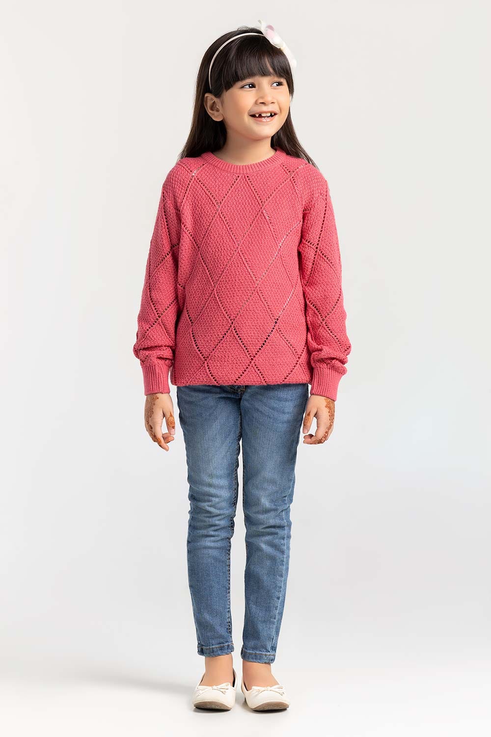 Bright Pink Cotton Crew Neck Sweater SWK-FW21-111