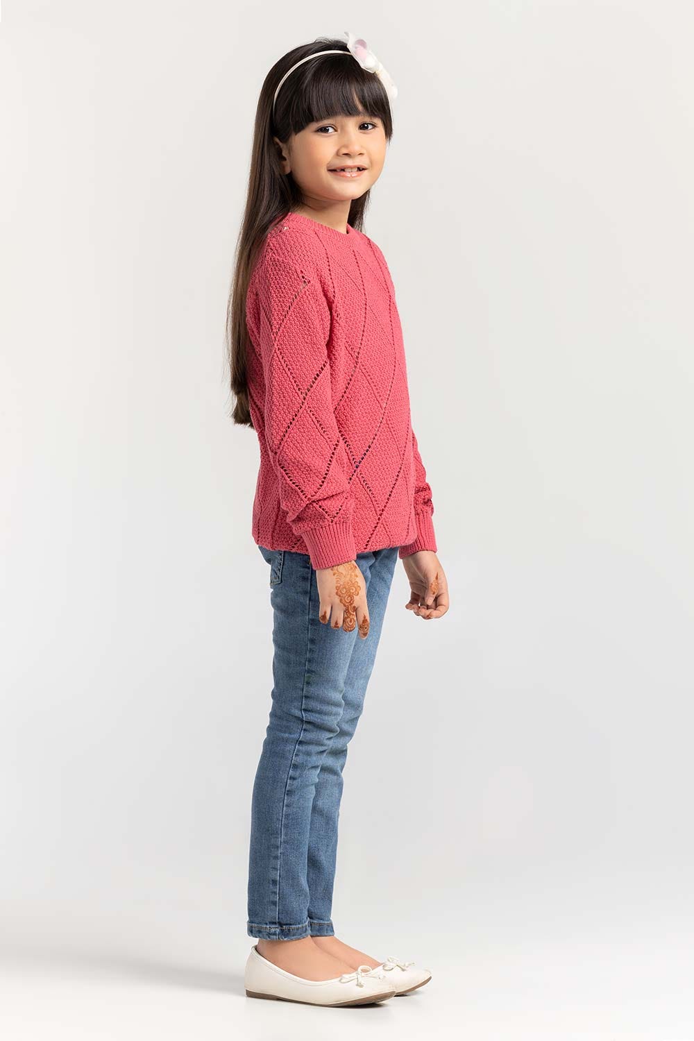 Bright Pink Cotton Crew Neck Sweater SWK-FW21-111
