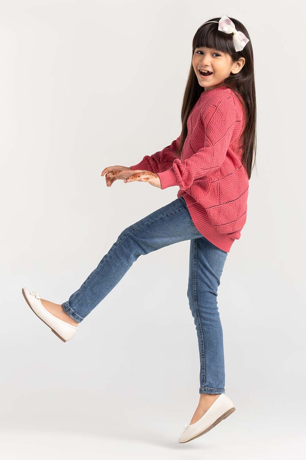 Bright Pink Cotton Crew Neck Sweater SWK-FW21-111