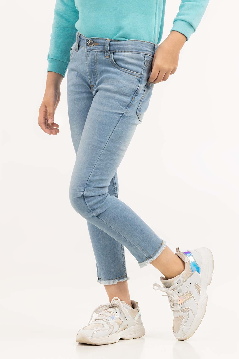 Junior Girl Light Blue Denim Jeans 224-421-002