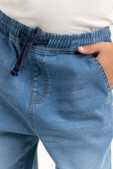 Junior Boy Light Blue Jeans With An Elastic Waistband 224-321-003