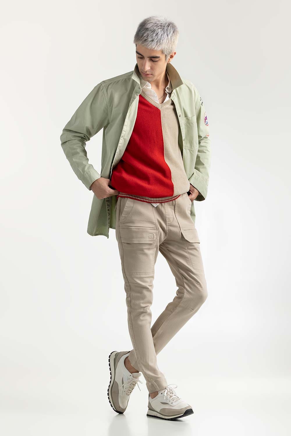 Light Green Non-Denim Overshirt 224-117-016