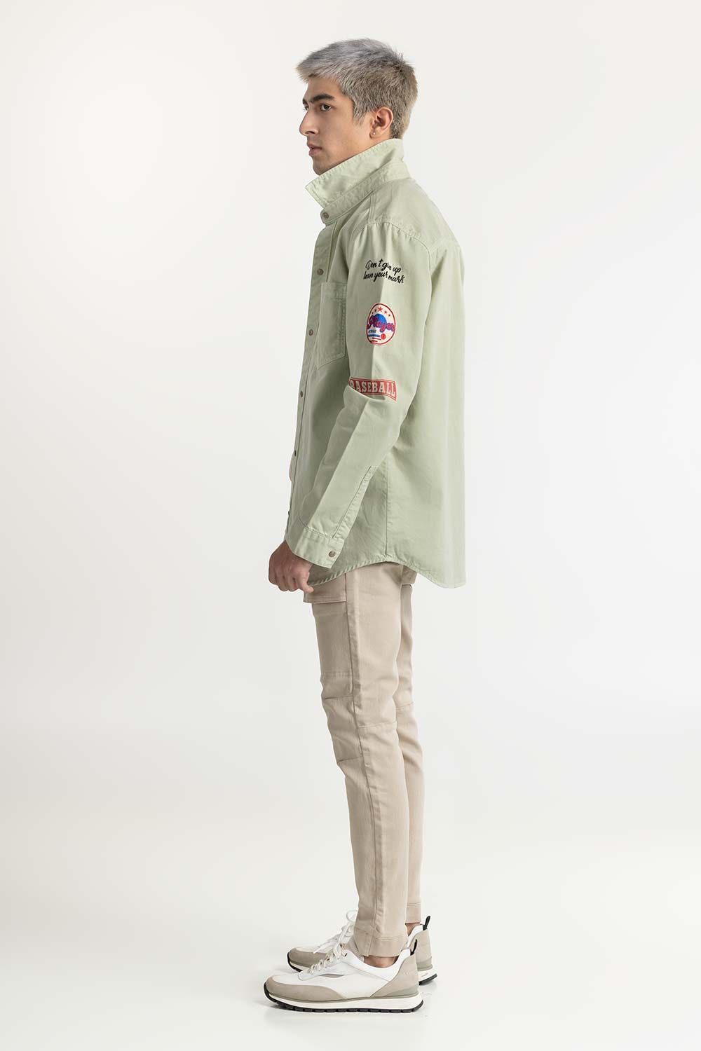 Light Green Non-Denim Overshirt 224-117-016