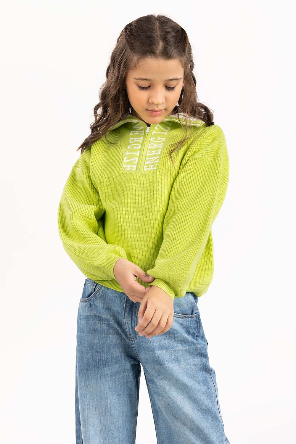 Junior Girl Light Green Sweater 224-411-031