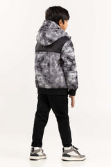 Toddler Boy Light Grey Puffer Hooded Jacket 224-310-062
