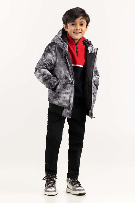 Toddler Boy Light Grey Puffer Hooded Jacket 224-310-062